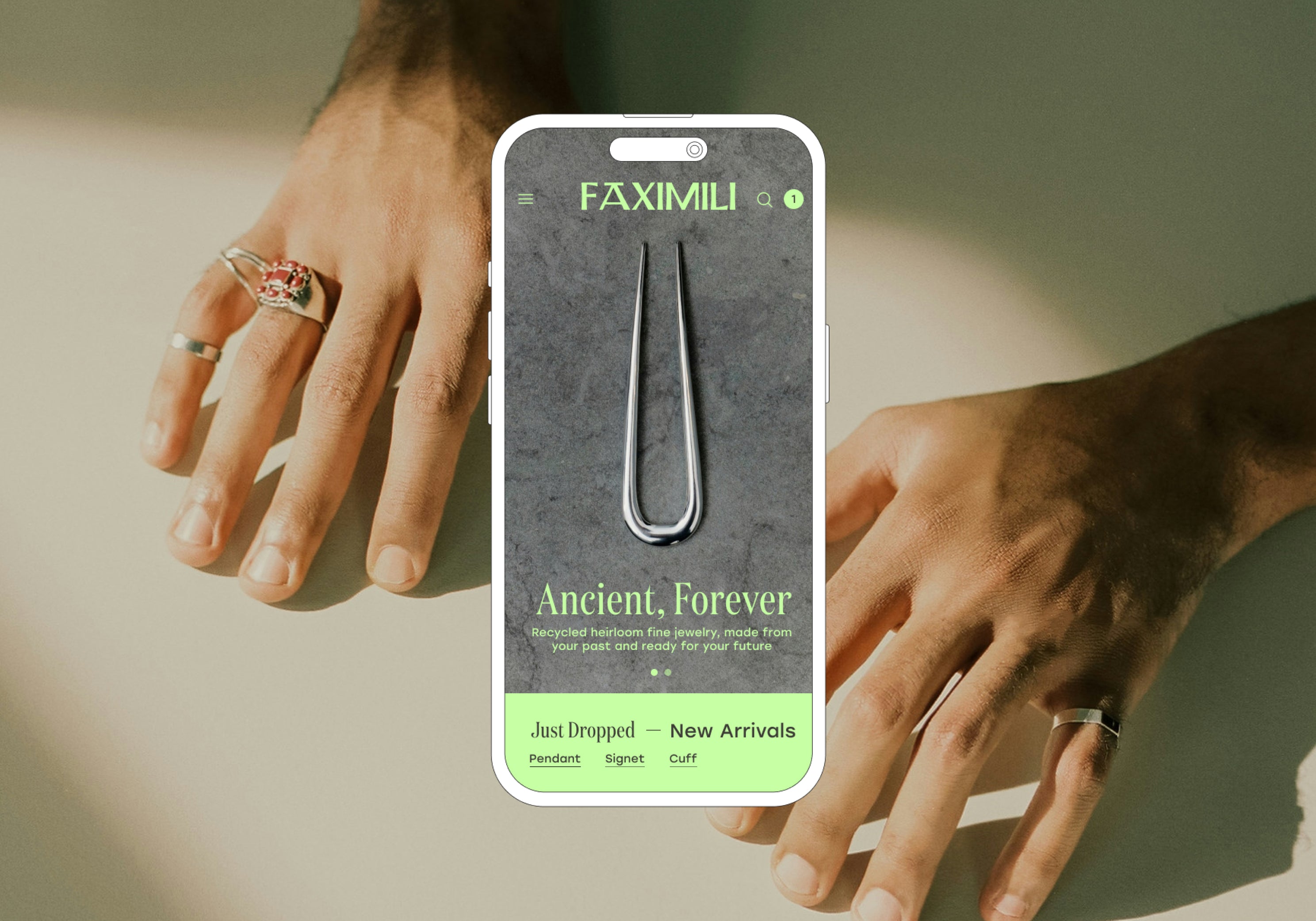 Lux e-com and unboxing for sustainable custom jewelry brand FAXIMILI