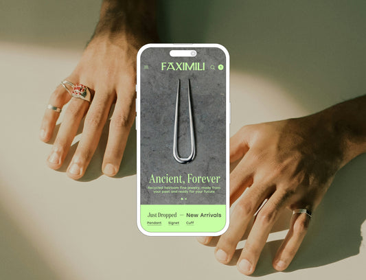 Lux e-com and unboxing for sustainable custom jewelry brand FAXIMILI