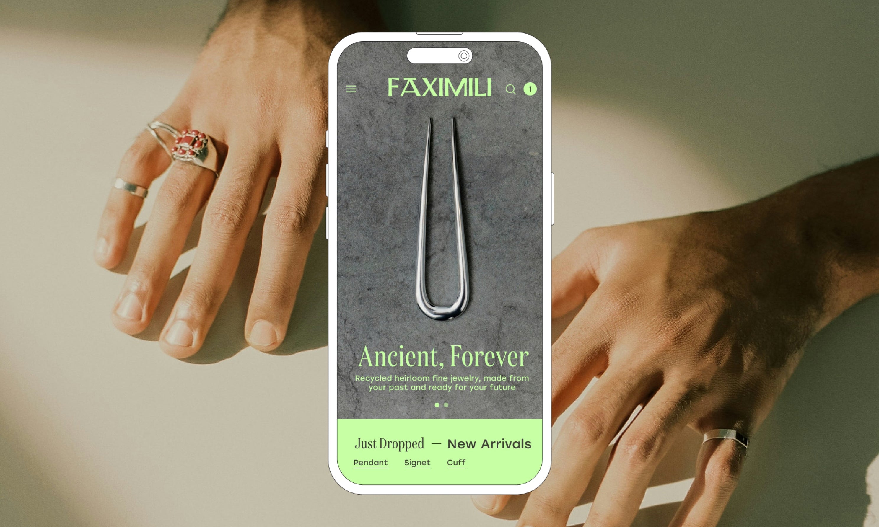 Lux e-com and unboxing for sustainable custom jewelry brand FAXIMILI